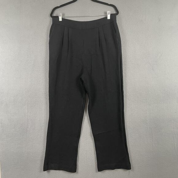 St John Basics Pants Womens XL Black Santana Knit Pull On Classic Career Wear - Picture 1 of 8